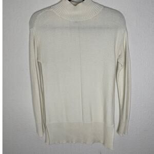 Talbots Ivory Long Sleeve Sweater Tunic Mock Neck Womens size xsmall